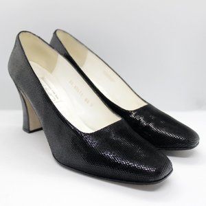 90s Lord & Taylor Chunky Black Lamé Pumps Size 8.5